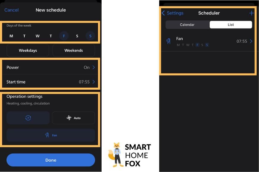 В приложении Philips Air+ подробно расписаны таймеры, которые показывают, как и когда прибор должен работать (время) и в каких режимах. 